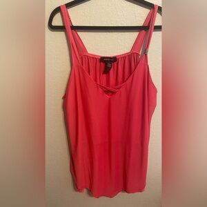 Ashley Stewart 22/24 Coral Sleeveless Blouse Crisscross Neck Plus